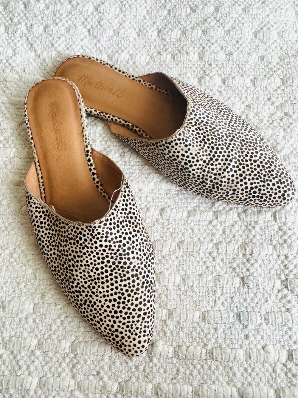 Madewell Remi Mules Spotted leopard Print Calf hair Size 8.5